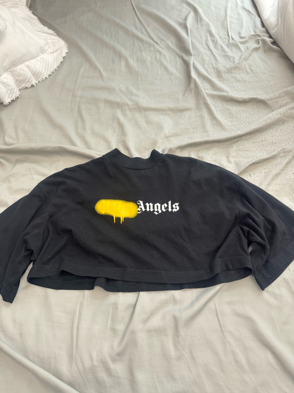 Palm Angels Black T shirt with Yellow Graphic
